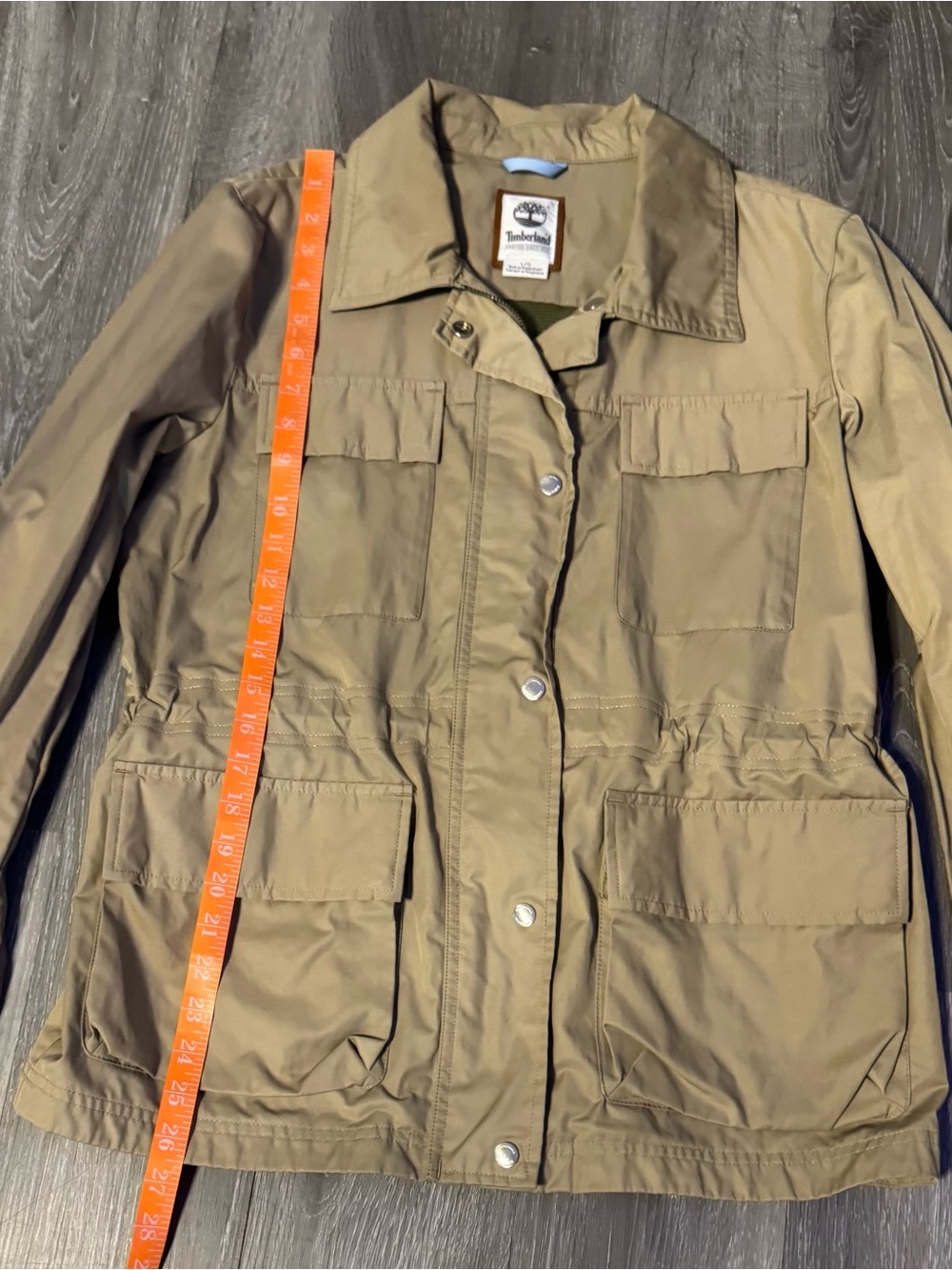 Timberland Women's Beige Utility Jacket with Multi-Pocket Front Size Large - Picture 5 of 11